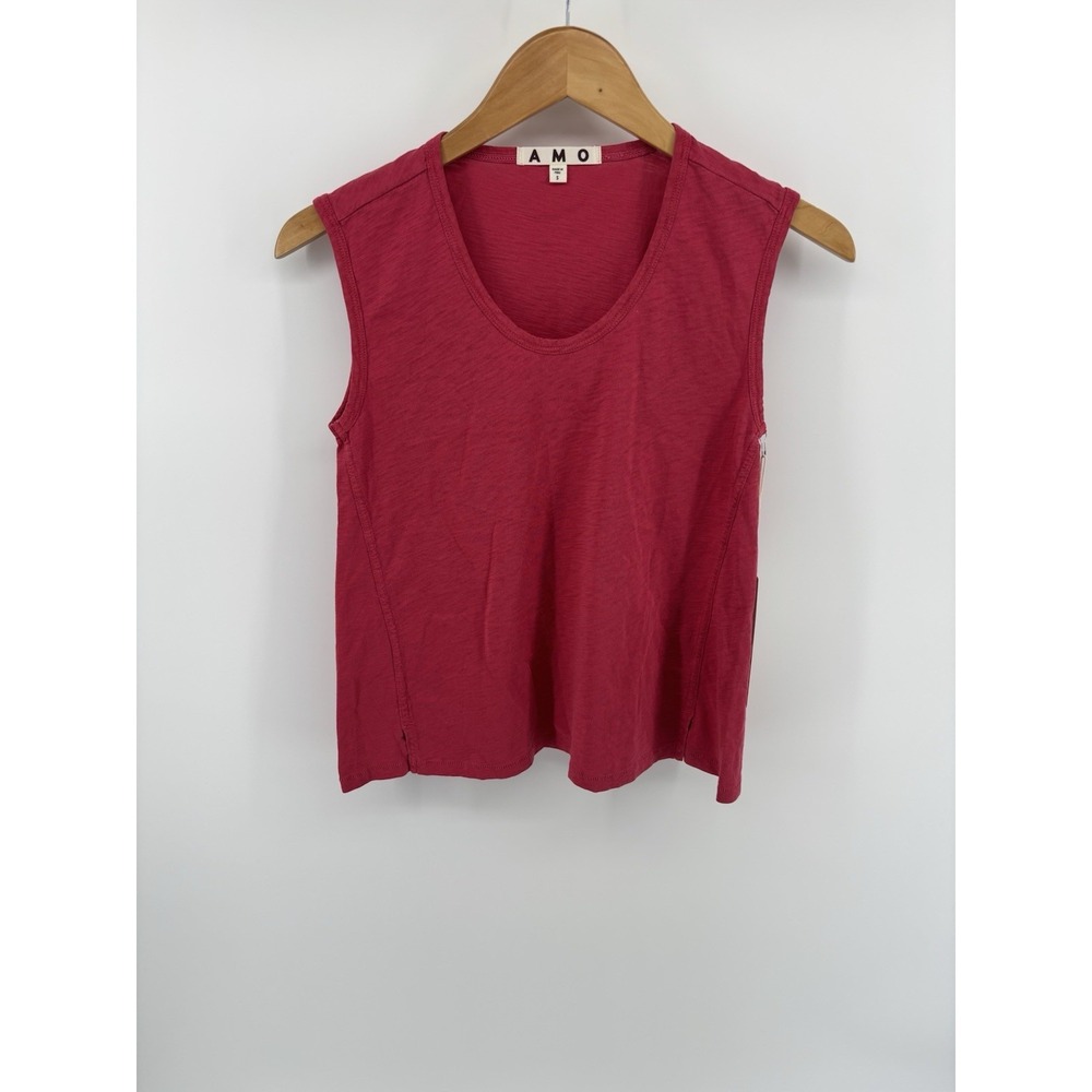 NWT AMO Sleeveless Tank Top Sz S Muscle Tee Preppy Chic Momcore MSRP $118